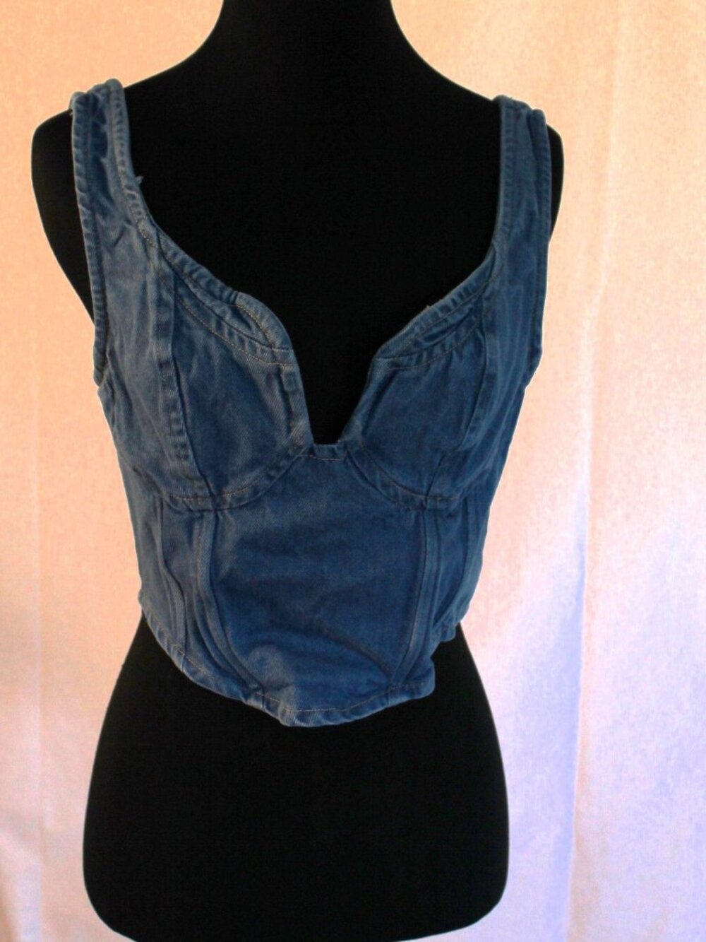 Lone Star Denim Bustier Crop Top Medium Wash Size Medium
